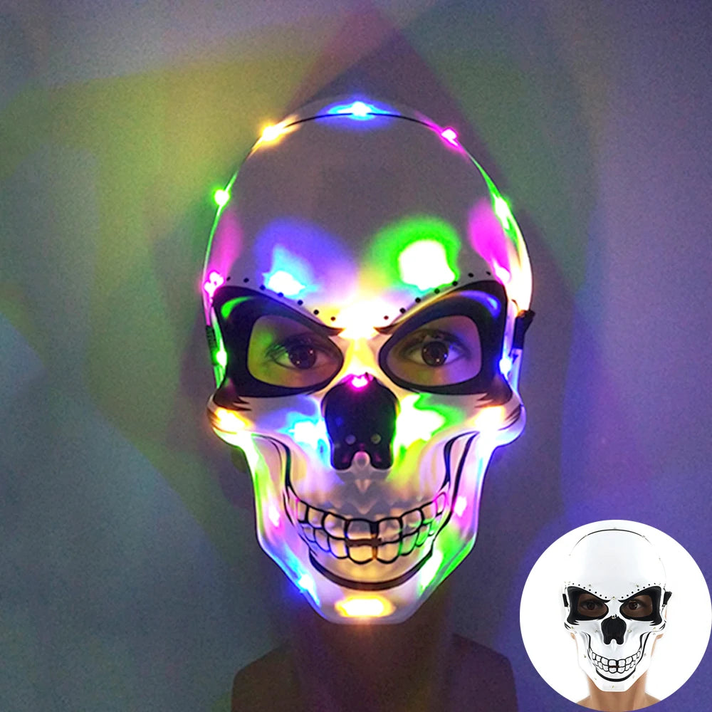 Glow-in-the-Dark Halloween Mask – Neon Luminous Half-Face Masque for Cosplay & Costume Parties