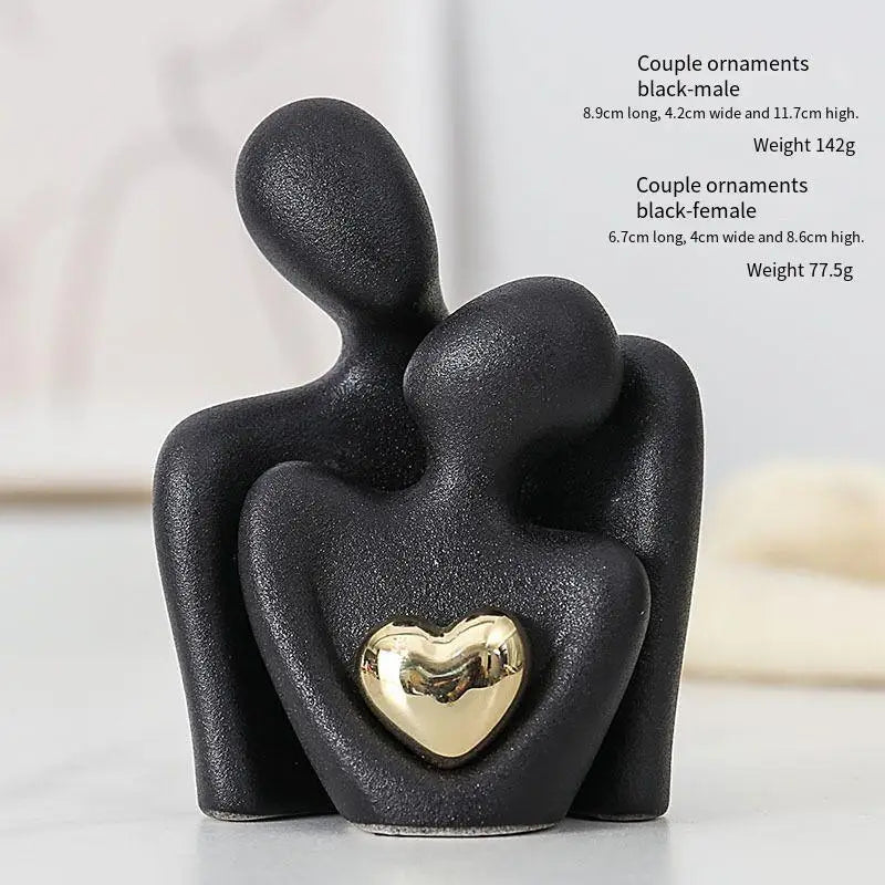 Ceramic Couple Hugging Figurine – Abstract Modern Love Sculpture for Home Décor & Gifts
