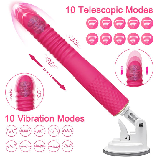 Automatic Telescopic Dildo Vibrator – Powerful G-Spot & Clitoral Stimulator for Women – Hands-Free Thrusting Sex Machine for Intense Vagina Massage