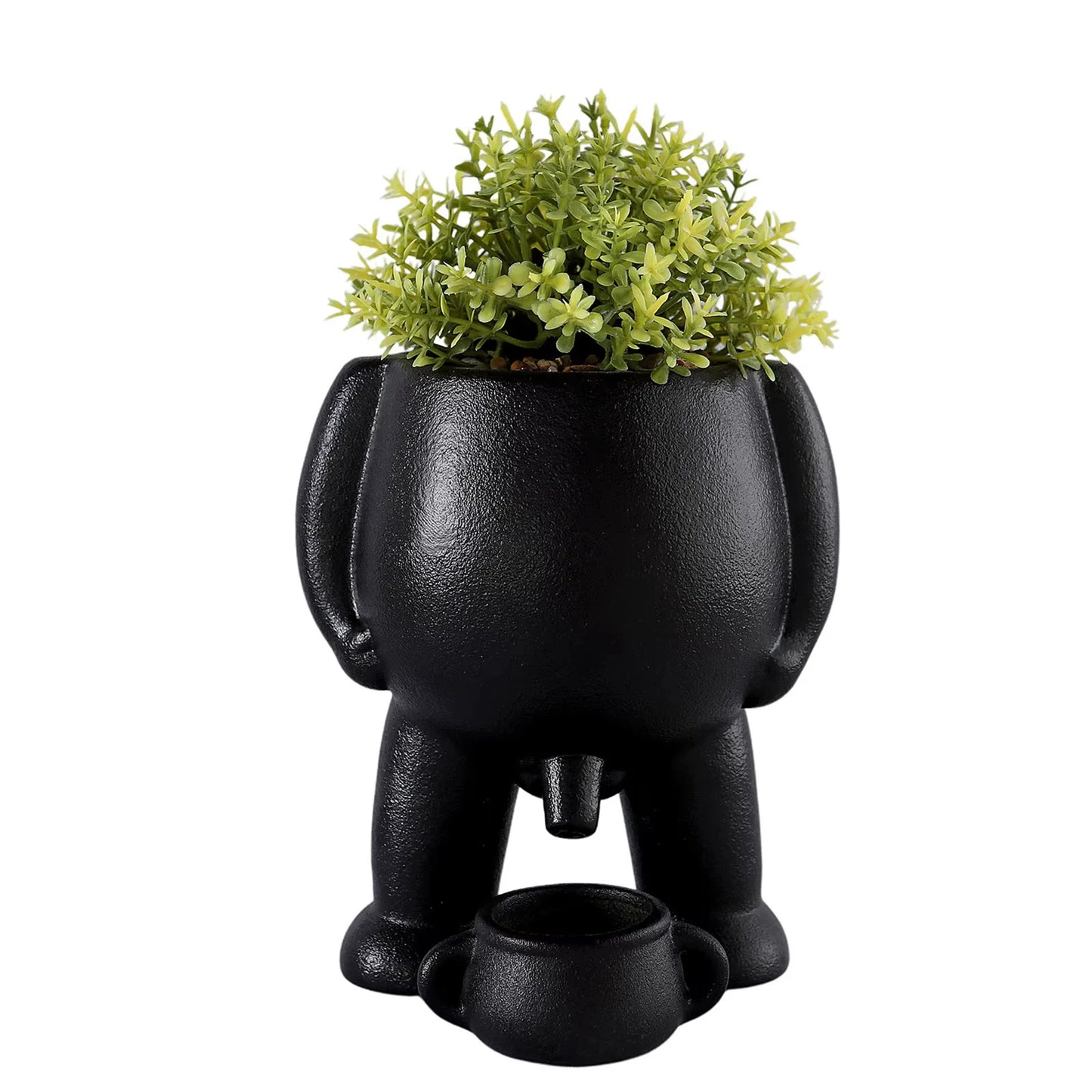 The Pot That Pees – Funny Ceramic Planter for Desk or Patio Black White Peeing Boy Cheeky Present Gift
