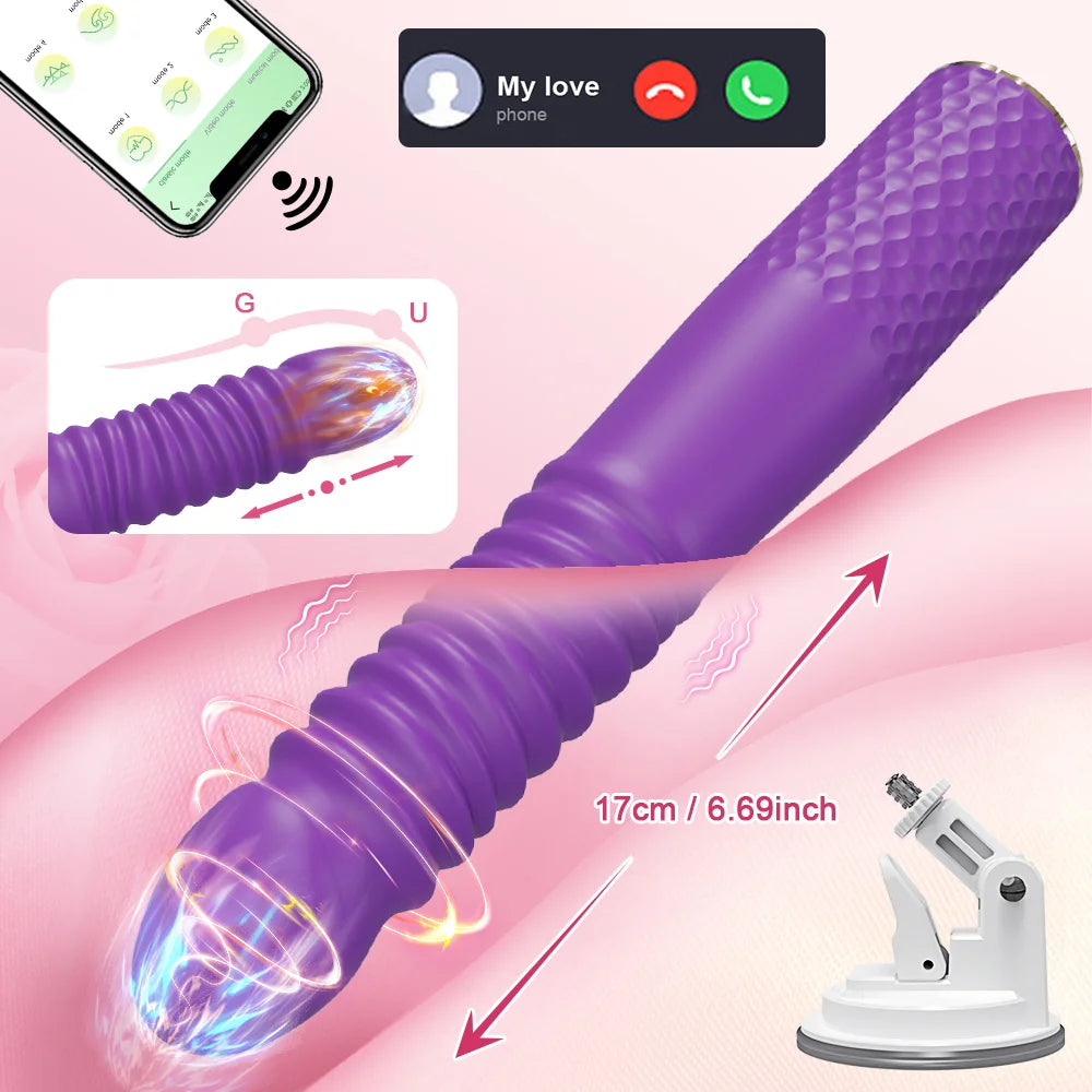 Automatic Telescopic Dildo Vibrator – Powerful G-Spot & Clitoral Stimulator for Women – Hands-Free Thrusting Sex Machine for Intense Vagina Massage