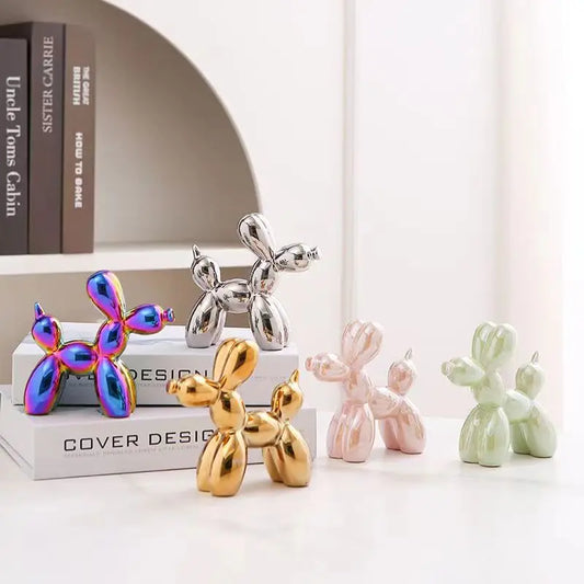 Ceramic Balloon Dog Sculpture – Boho & Nordic Home Decor | Fun, Colourful Animal Figurines for Office, Shelf & Room Decoration
