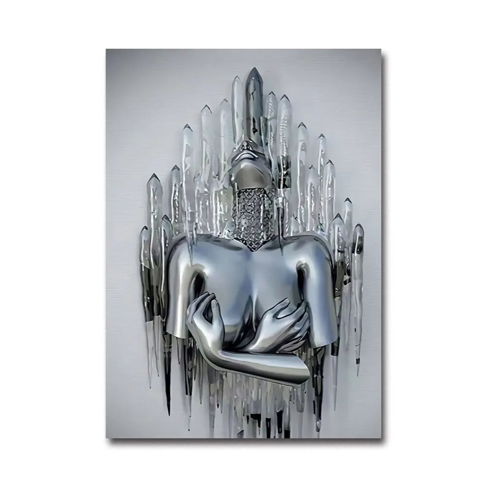 Futuristic Desire – Abstract Metal Robot Canvas