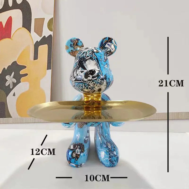 Graffiti Bear Figurine – Modern Animal Ornament & Keys Storage | Home, Shelf, Table, and Room Decor