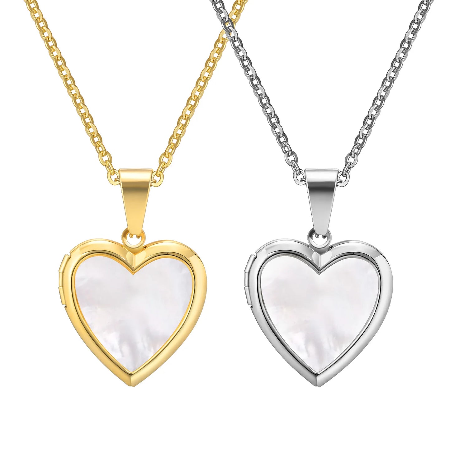 Golden Heart Locket Necklace with Crystal Pearl