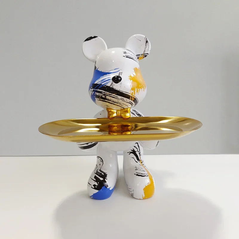 Graffiti Bear Figurine – Modern Animal Ornament & Keys Storage | Home, Shelf, Table, and Room Decor
