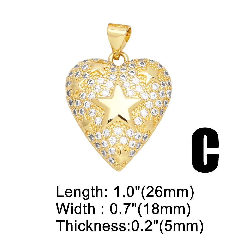 White Crystal Hollow Heart Pendant