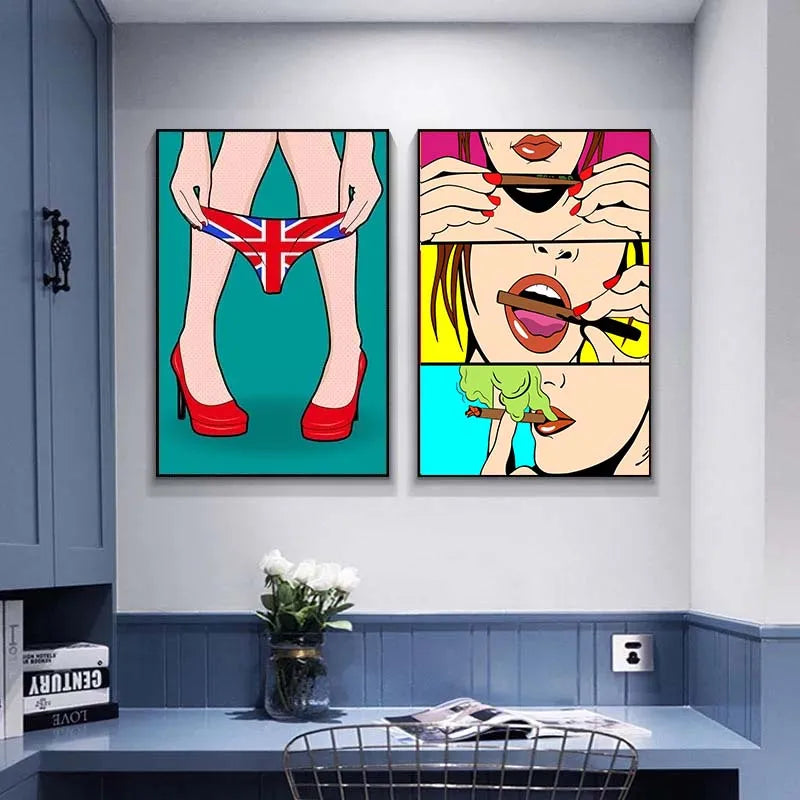 Fiery Femmes – Abstract Pop Art Canvas