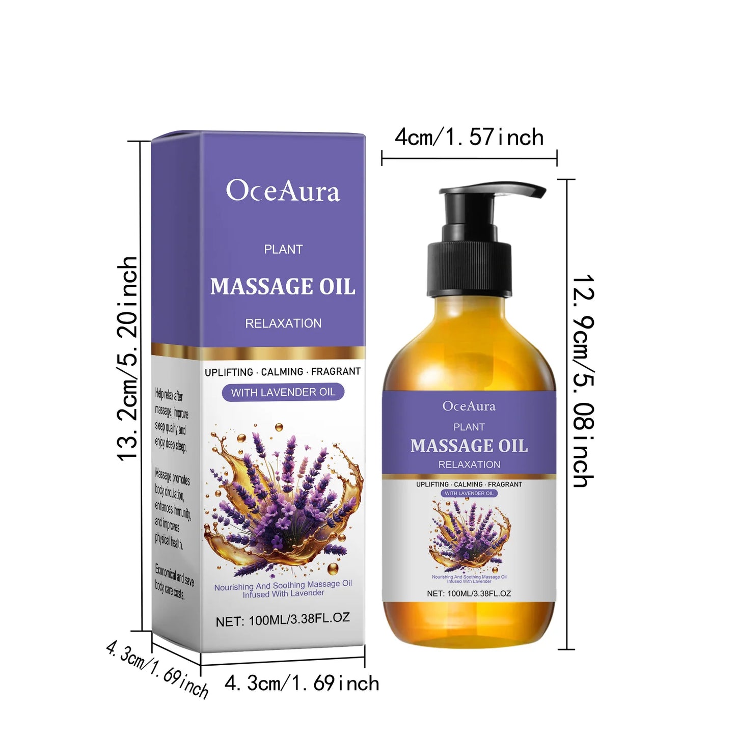 Lavender Relaxing Massage Oil – Moisturizing Body Oil for Stress Relief, Muscle Relaxation & Better Sleep | Aromatherapy Fragrance Oil