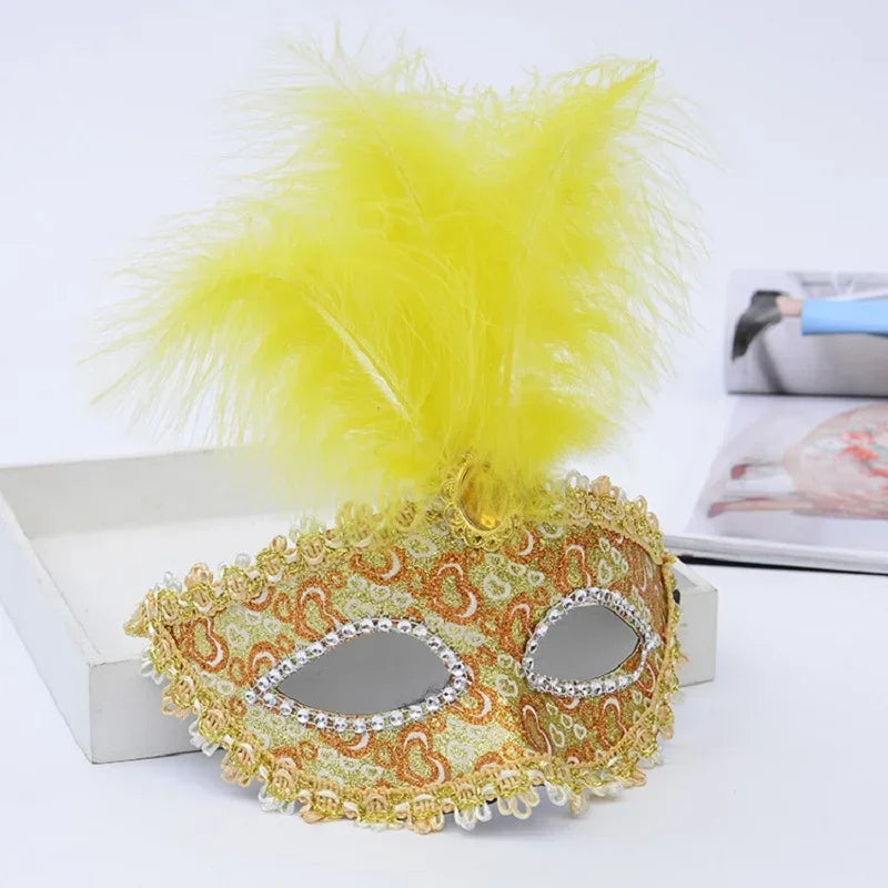 Sexy Venice Cosplay Mask – Erotic Masquerade Princess Eye Mask with Feathers & Luxury Floral Details