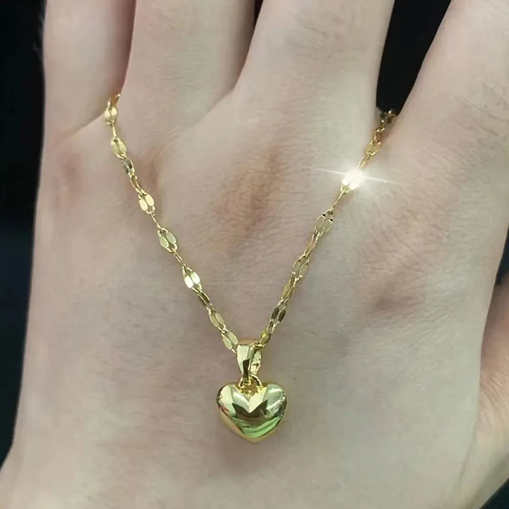 Stainless Steel Love Heart Necklace for Women – Trendy Chain & Simple Pendant | Perfect Gift for Wedding, Birthday, or Special Occasion