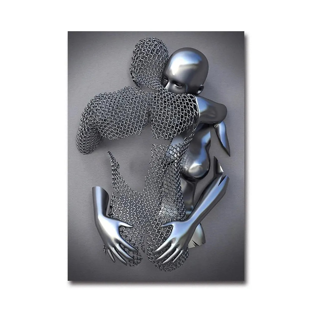 Futuristic Desire – Abstract Metal Robot Canvas