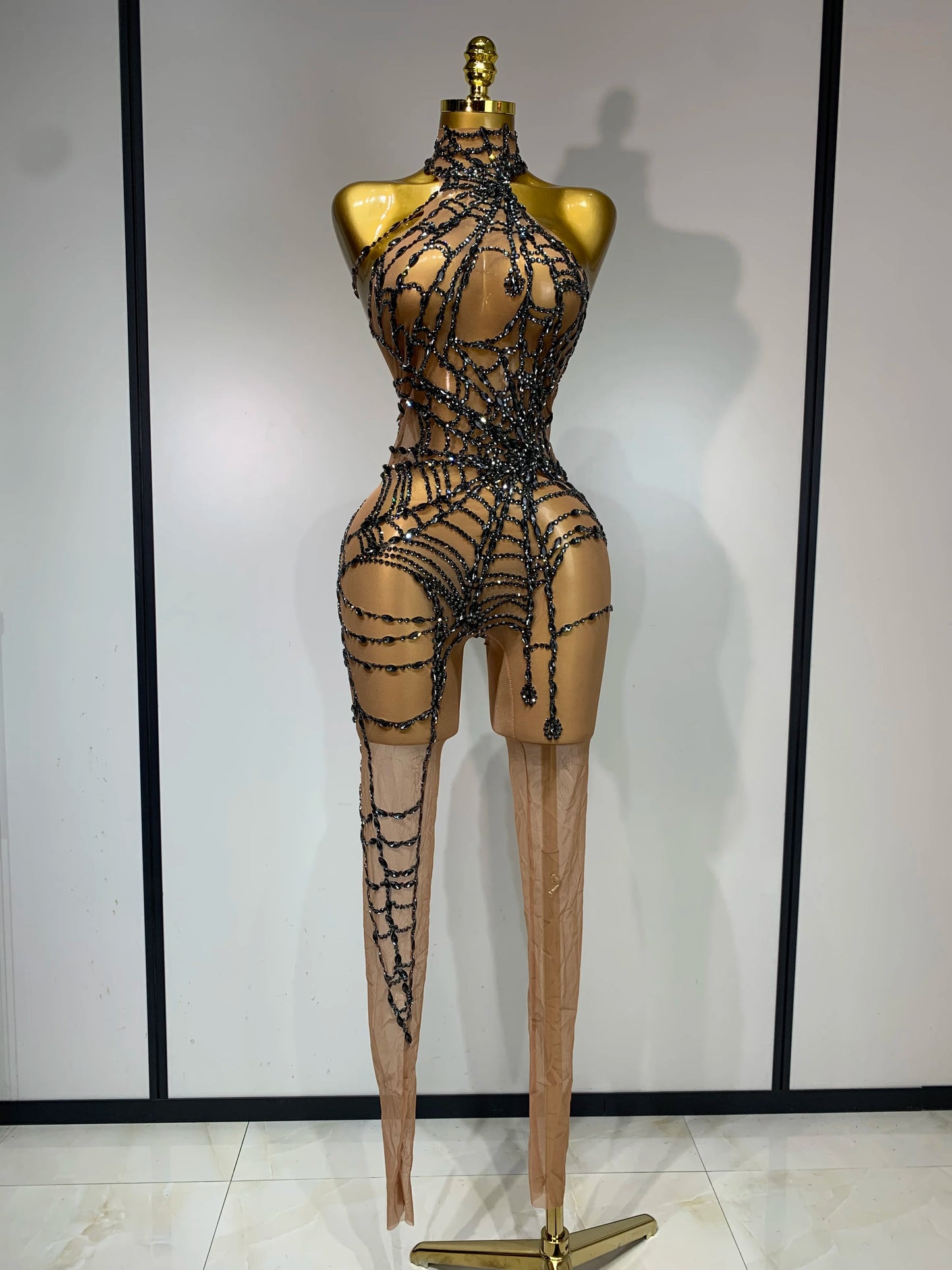 Sparkly Mesh Diamond Jumpsuit for Women – Sexy See-Through Clubwear, Go-Go Dancer & Drag Queen Stage Costume