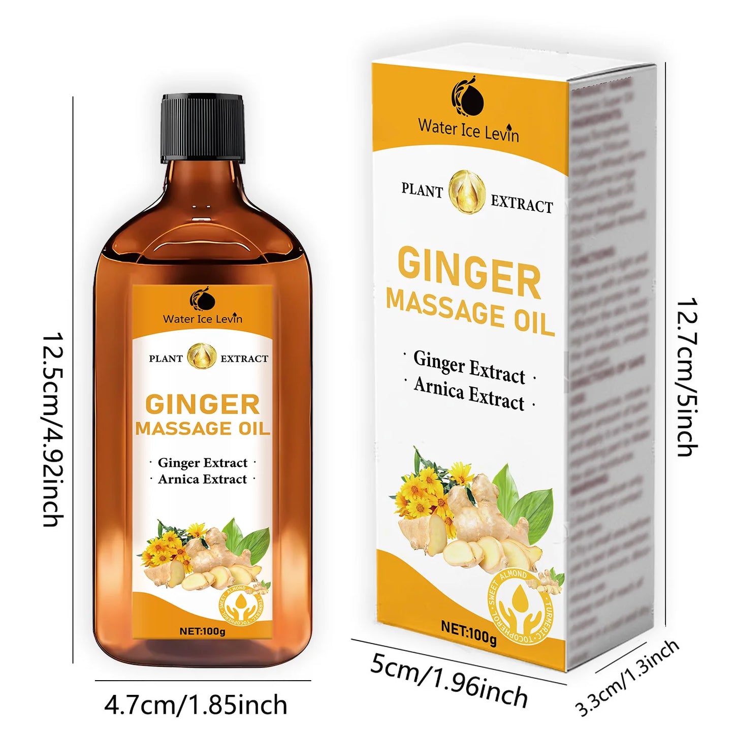 Cold-Pressed Ginger & Turmeric Body Oil – Nourishing Massage & Moisturizing Skin Care with Sweet Almond Oil for All Skin Types