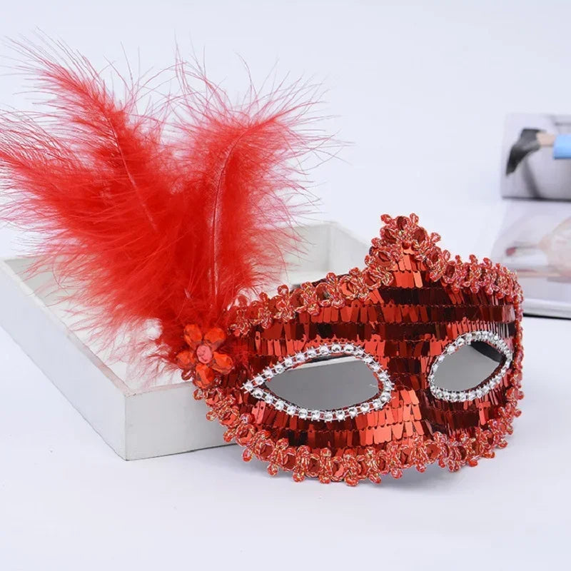 Sexy Venice Cosplay Mask – Erotic Masquerade Princess Eye Mask with Feathers & Luxury Floral Details