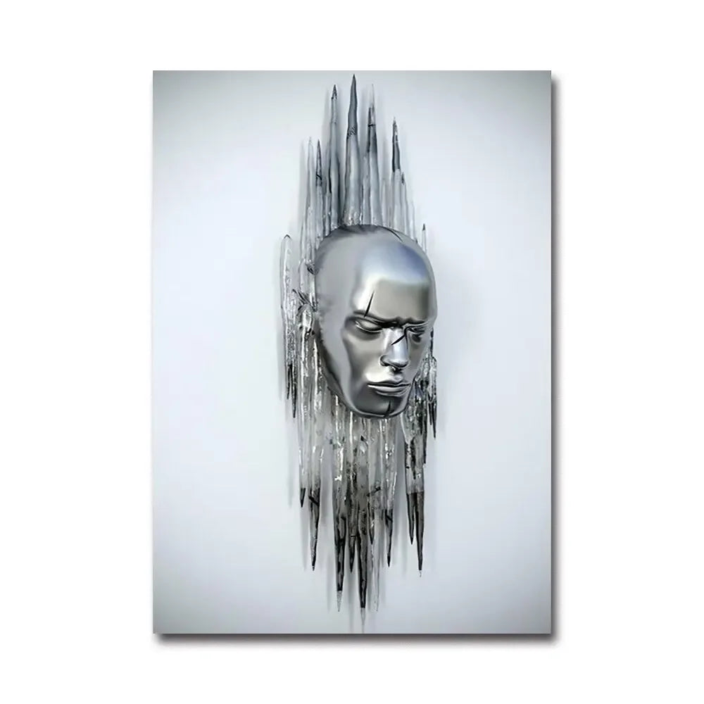 Futuristic Desire – Abstract Metal Robot Canvas