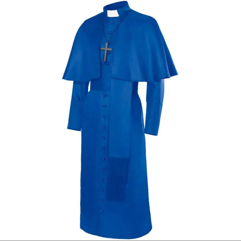 Men's Robe Clergy Cassock Medieval Priest Costume Church Religious Roman Soutane Pope Pastor Father Costumes Mass Missionary Colours Cheeky Halloween Party