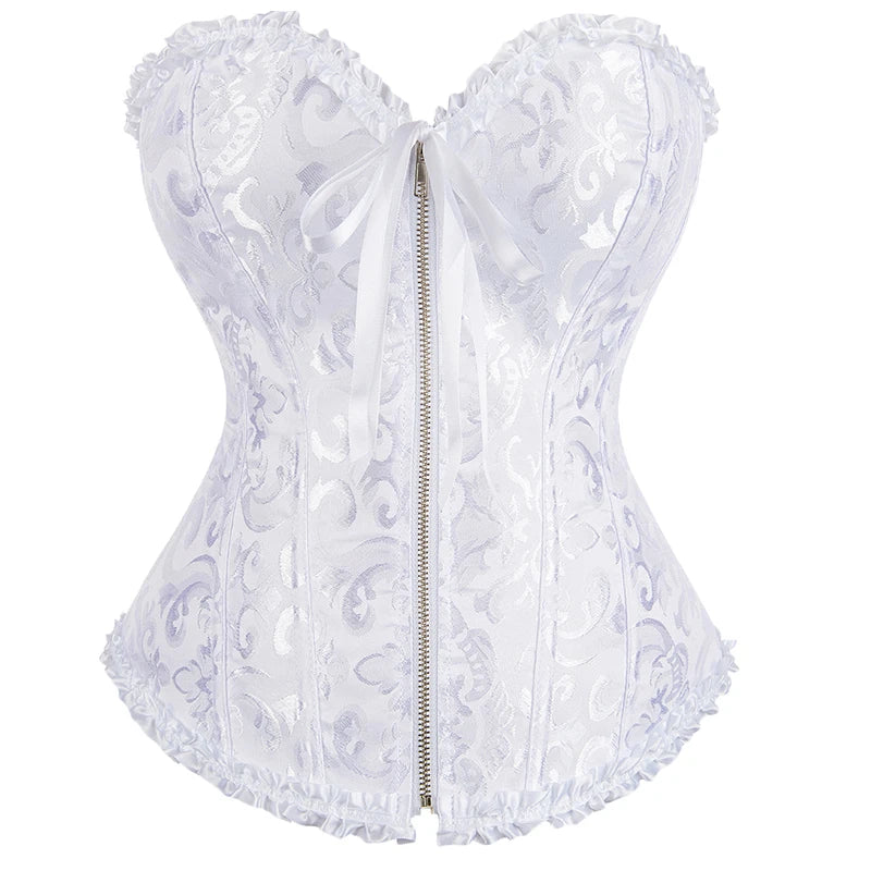 Sexy Gothic Overbust Corset Top – Lace-Up Boned Bustier with Elastic Fit, Steampunk Body Shaper for Women