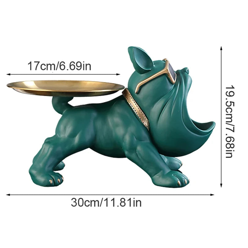 Bulldog Figurine with Storage Box – Resin Dog Statue & Decorative Tray | Home Decor, Puppy Sculpture, Animal Ornament