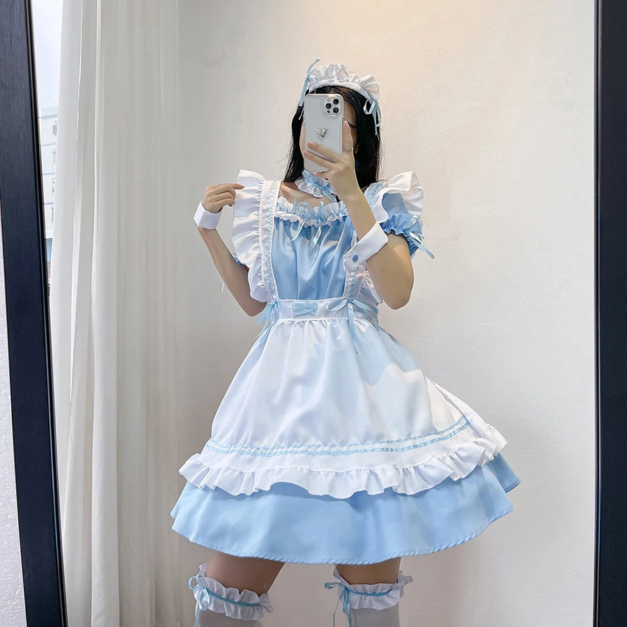 Cute Lolita Maid Costume – Cafe Waitress Cosplay Dress for Women & Girls Roleplay Outfit in Colours