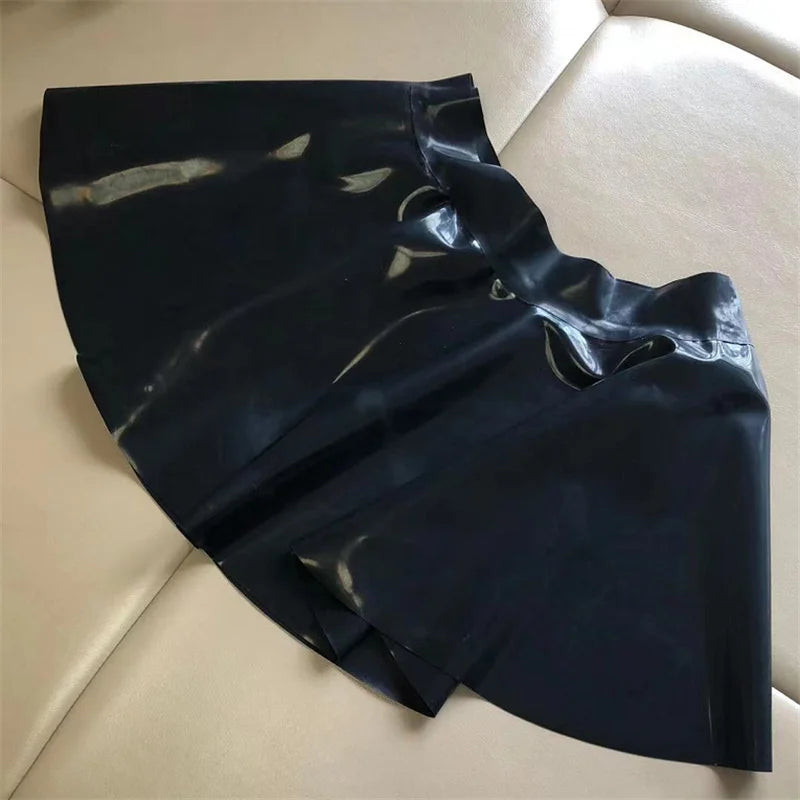 Sexy Natural Latex Mini Skirt – High-Shine Rubber Partywear