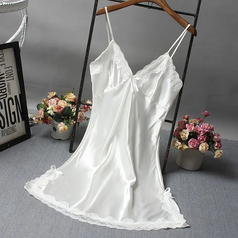 Women’s Satin Nightgown with Lace – Bridal Camisole Sleepwear Dress – Sexy and Soft Nightwear