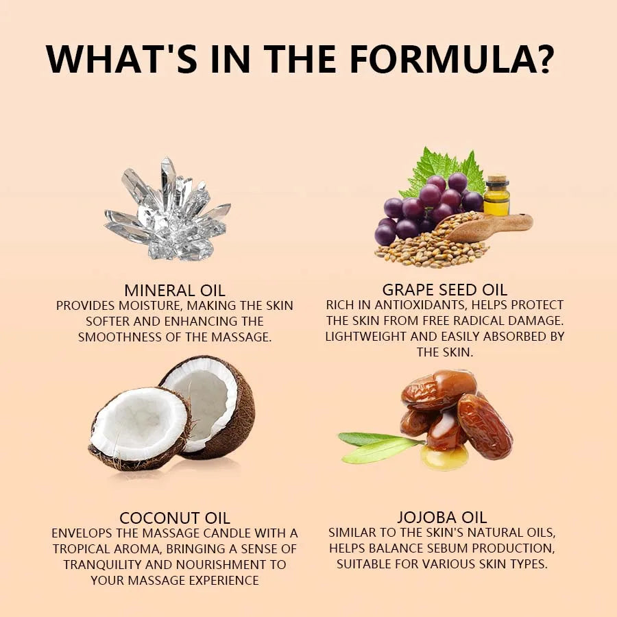 Coconut Massage Oil for Couples – Relaxing Full Body Massage Therapy Oil with Smooth-Gliding Formula, Perfect for Date Night & Valentine’s