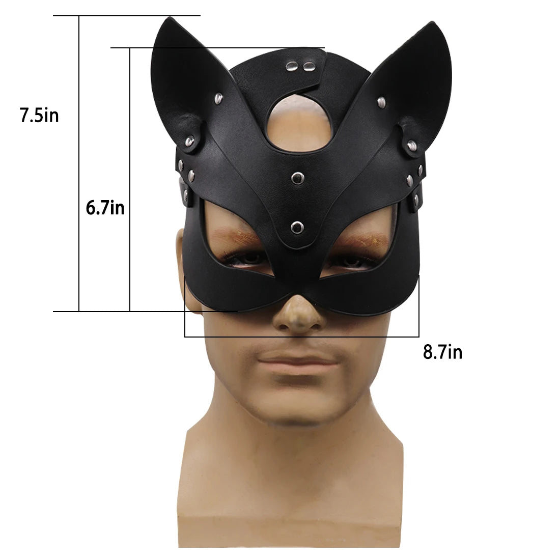 Punk Bunny Mask – Spiked Leather Cat & Mouse Headgear for Cosplay, Masquerades & Halloween