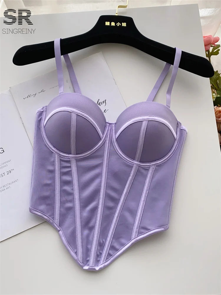 Fashion Sexy Camisole for Women – Slim Fit French-Style Solid Sleeveless Tank Top with Built-In Bra