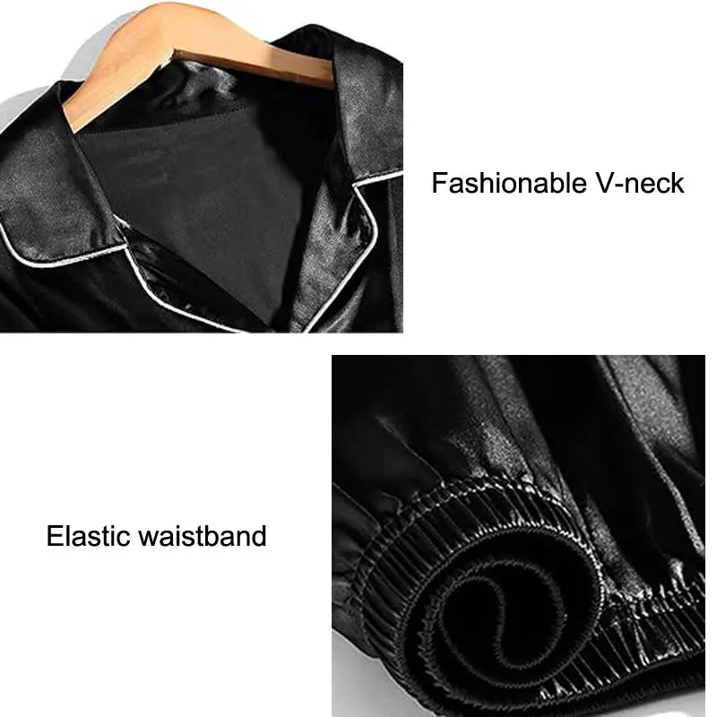 Men’s Silk-Feel Pijama Set – Long Sleeve Microfiber Sleepwear & Loungewear, Plus Size Home Nightwear