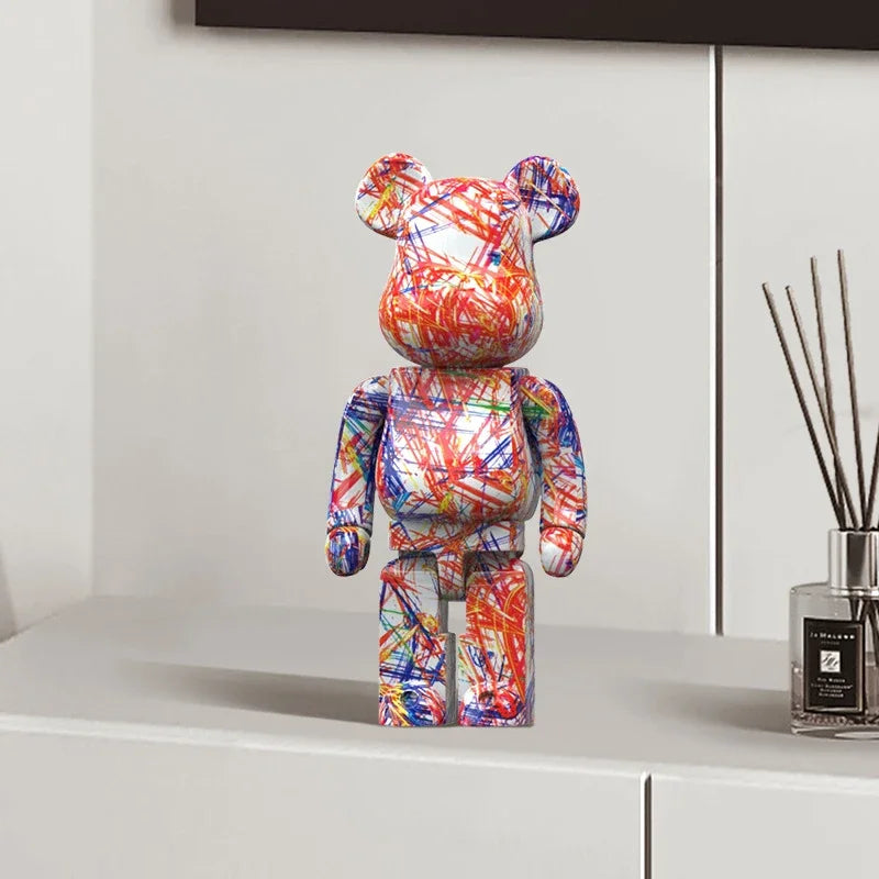 Graffiti Bear Figurine – Modern Abstract Animal Ornament & Money Jar | Home, Table & Room Decor