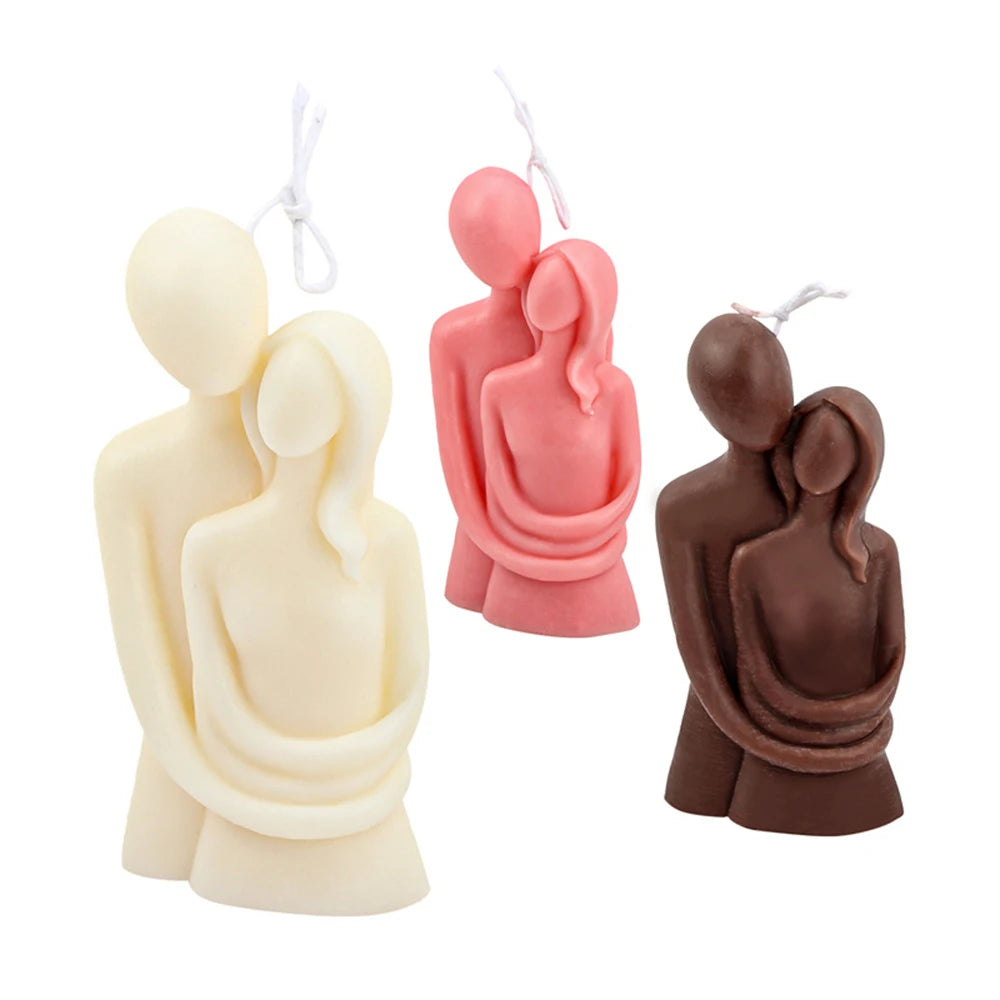 Abstract Couple Hugging Soy Wax Candle – Aromatherapy Scented Decorative Candle for Home, Weddings & Gifts