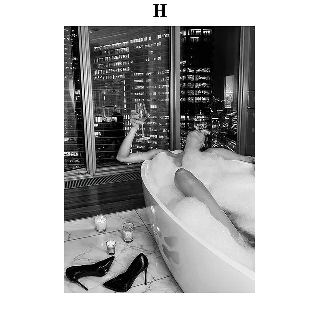 Champagne Elegance – Black & White Beauty Art