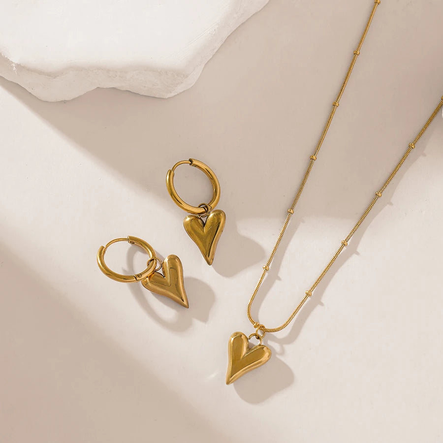 Golden Heart Waterproof Jewellery Set