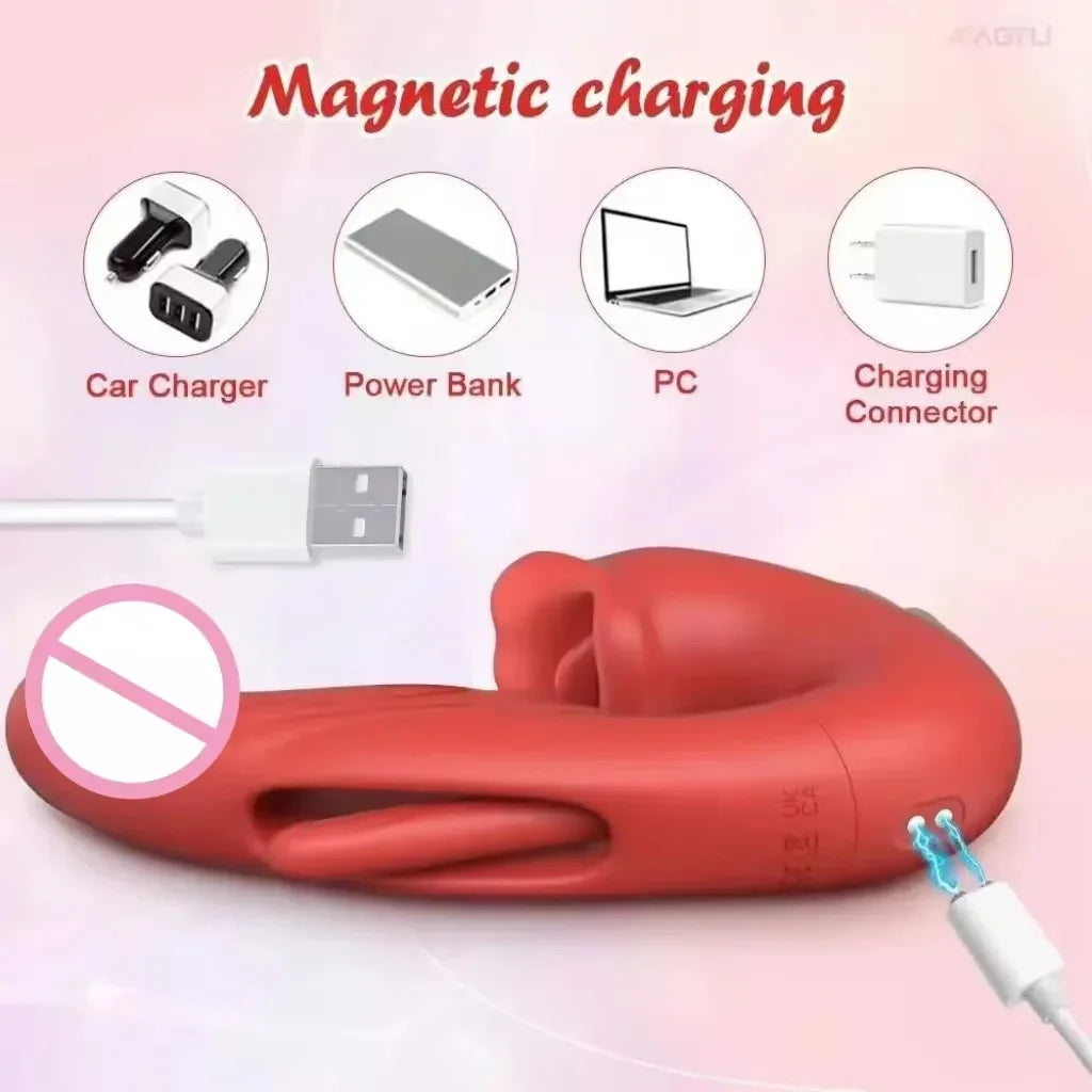 LuxeLick 5-in-1 Tongue Vibrator – Clit, Nipple, G-Spot & Anal Pleasure Toy