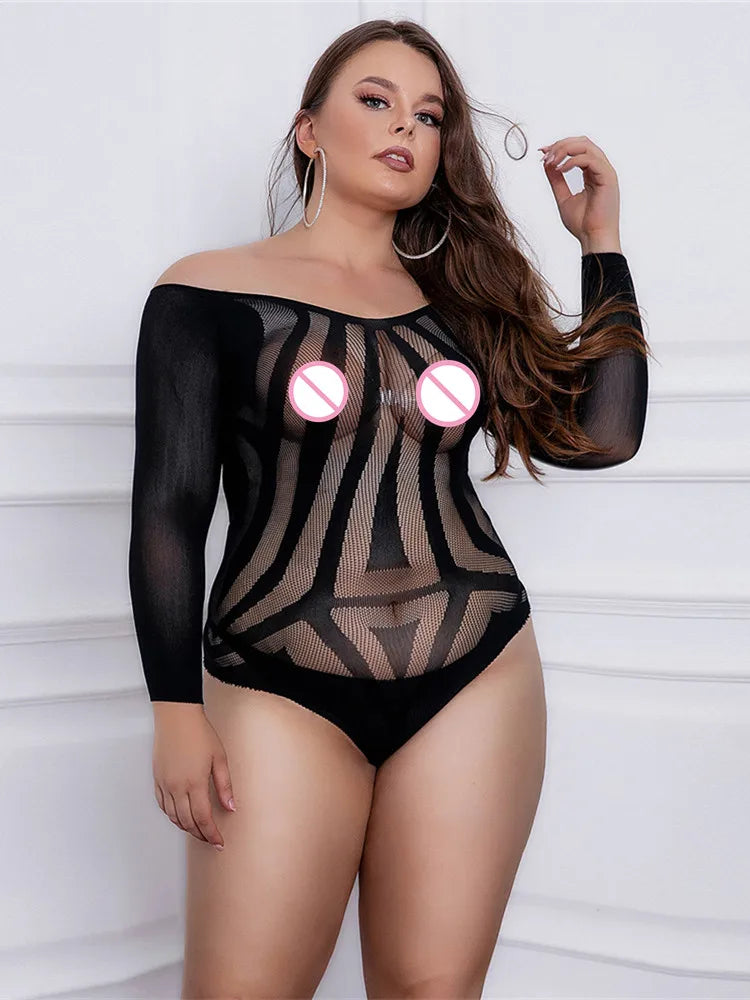 Exotic Sheer Mesh Bodystocking – Ultra-Tight See-Through Lingerie Jumpsuit for Women