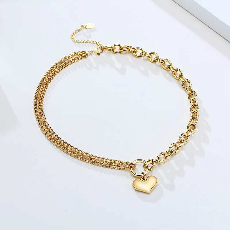 Bold Heart Stainless Steel Jewellery Set