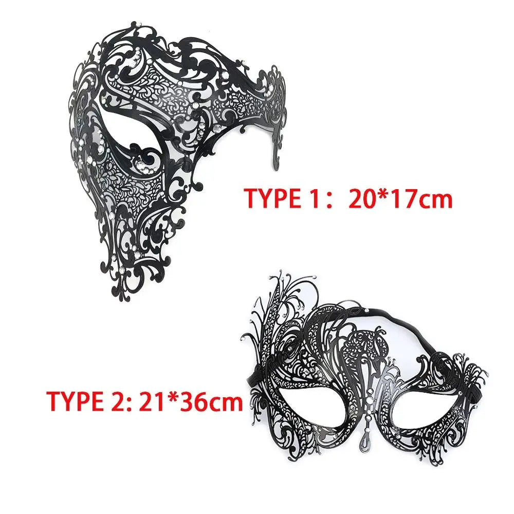 Black & Gold Skull Metal Mask – Rhinestone-Embellished Venetian Masquerade Half-Face Mask for Men & Women