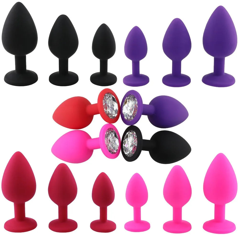 GemPlug – Silicone Anal Plug with Diamond Crystal Base Unisex Pleasure, Multiple Sizes