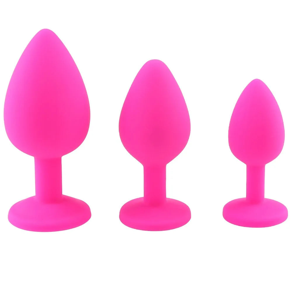 GemPlug – Silicone Anal Plug with Diamond Crystal Base Unisex Pleasure, Multiple Sizes