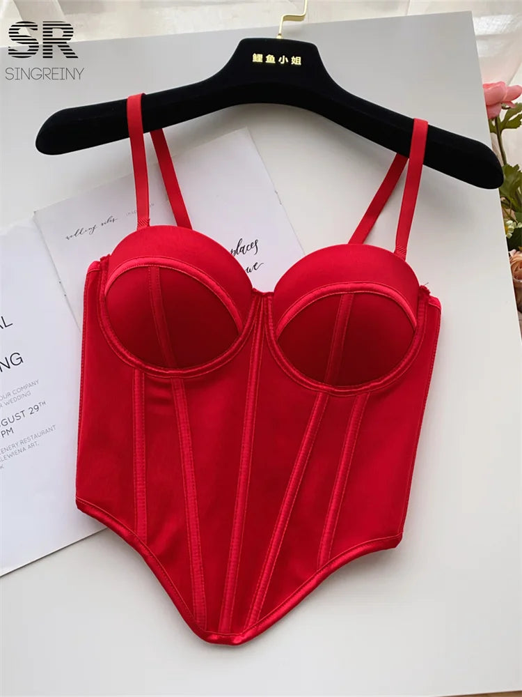 Fashion Sexy Camisole for Women – Slim Fit French-Style Solid Sleeveless Tank Top with Built-In Bra