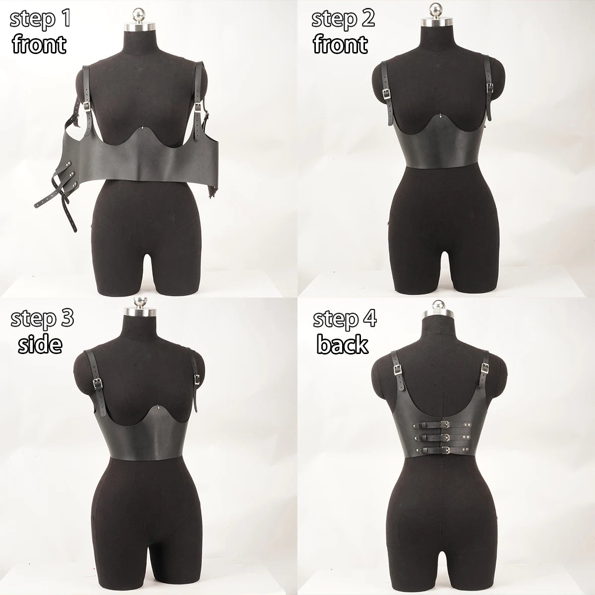 Women Fashion Belt Wide Corset Leather Corselet  Modeling Waist-to-Shoulder Leather Belt Body Harness Goth Clothing Accessories