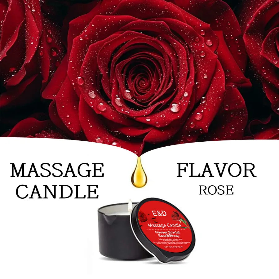 Rose-Scented Massage Oil Candle – 2oz Aromatherapy Body Oil Candle for Pure Relaxation & Home Spa