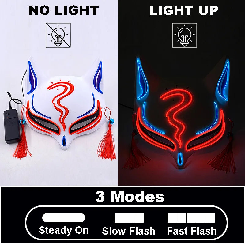 Glow-in-the-Dark Halloween Mask – Neon Luminous Half-Face Masque for Cosplay & Costume Parties