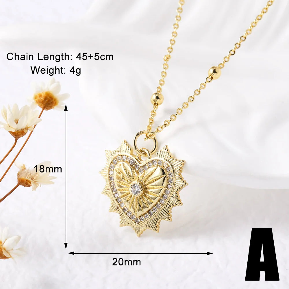 Elegant Gold-Plated Heart Crystal Necklace – Shiny Short Chain Jewelry Gift for Women