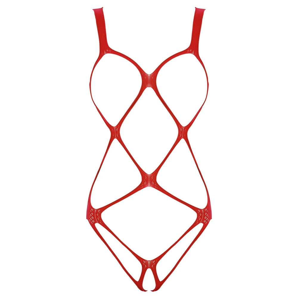 Black net Lace Bodysuit Tops For Women Off-Shoulder Hollow Out Mesh Sheer Body Top Female Hot Backless Nightclub Lingerie Top