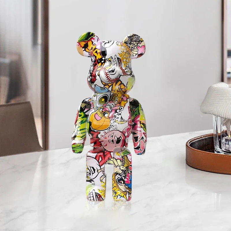Graffiti Bear Figurine – Modern Abstract Animal Ornament & Money Jar | Home, Table & Room Decor