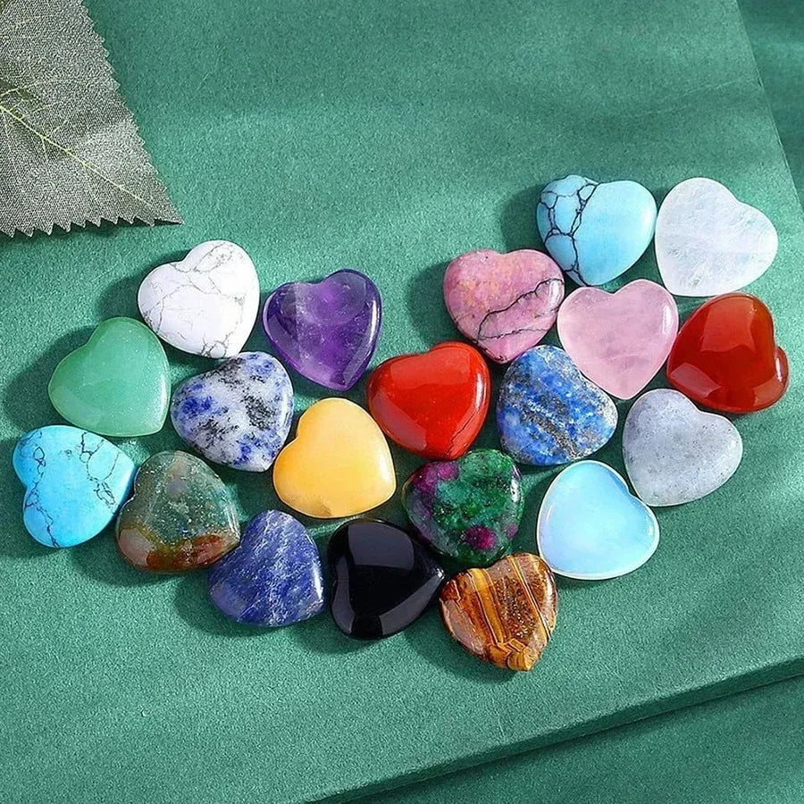 5PCS Heart-Shaped Natural Crystal Stones – Amethyst & Agate Mineral Healing Set for Home Décor & Gifts