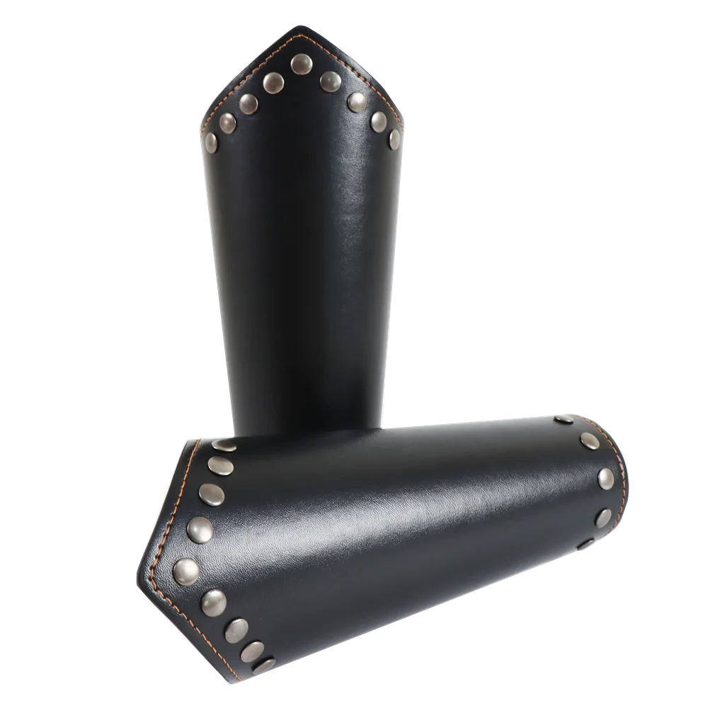 2pcs Medieval Steampunk Viking Knight Bracers – PU Leather Scale Arm Armor for LARP, Cosplay & Theatre