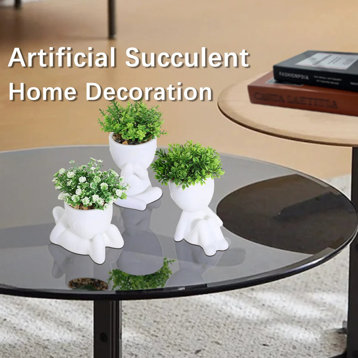 Adorable Eucalyptus Plant in Black & White Character Pot Sexy Boy Girl Pose Mini Planter for Home Decor Present Gift